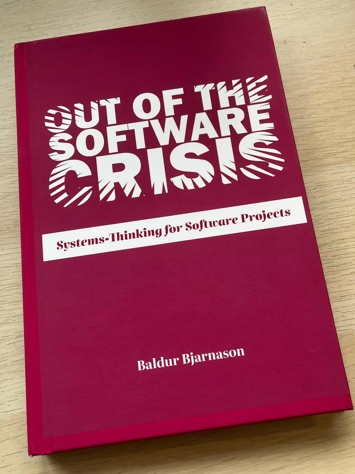 Photo of a proof of the hardcover edition of Out of the Software Crisis
